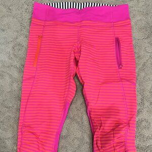 Lululemon Sz8 Pasion Crop Seawheeze pink and orange stipe